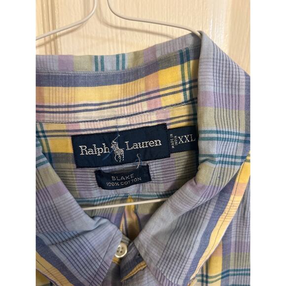 Ralph Lauren Blake Light Blue & Yellow Plaid LS ButtonDown Size XXL - Picture 3 of 3